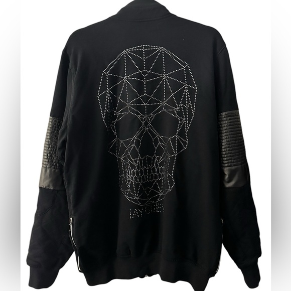 AyGuey made in Mexico full-zip sweatshirt jacket with studded skulls men’s XL - Picture 2 of 14